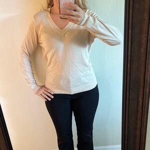 Quince Light Beige V-Neck Sweater